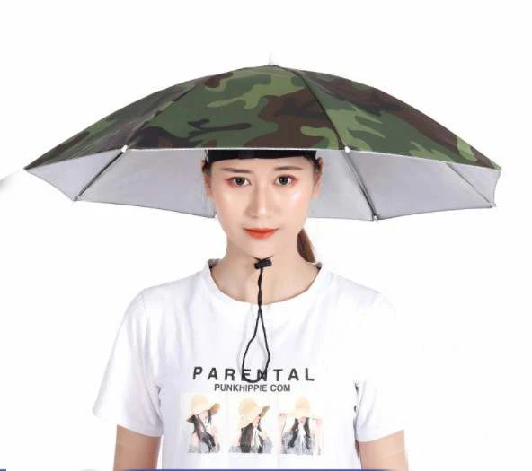 77CM X 7 ribs Umbrella Hat Hands Free Umbrella head for Adults and Kids TSU03B
