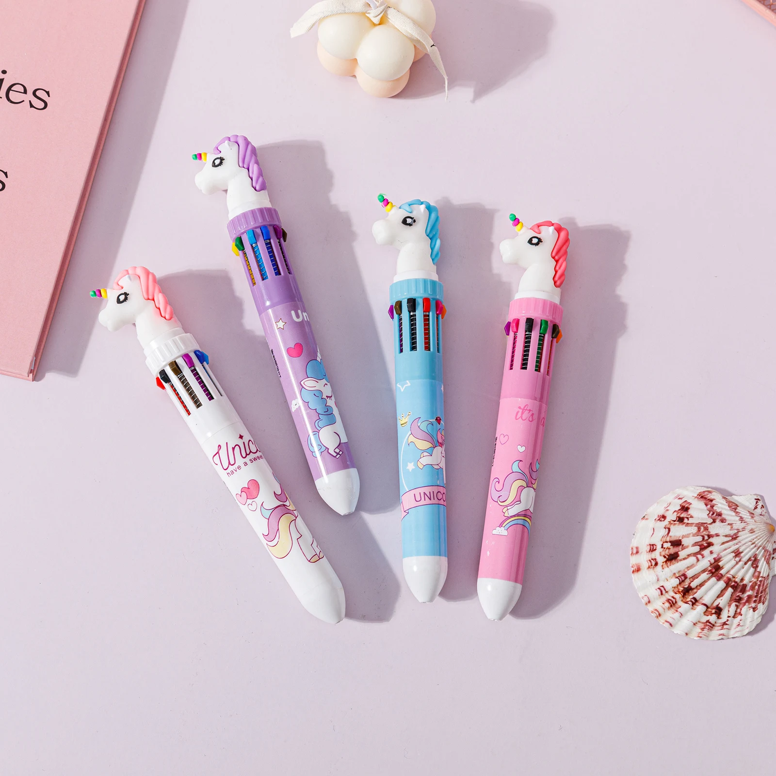 Cute Unicorn Hamster Dinosaur Rabbit 6 colors Ball Pen Multi color ball pen
