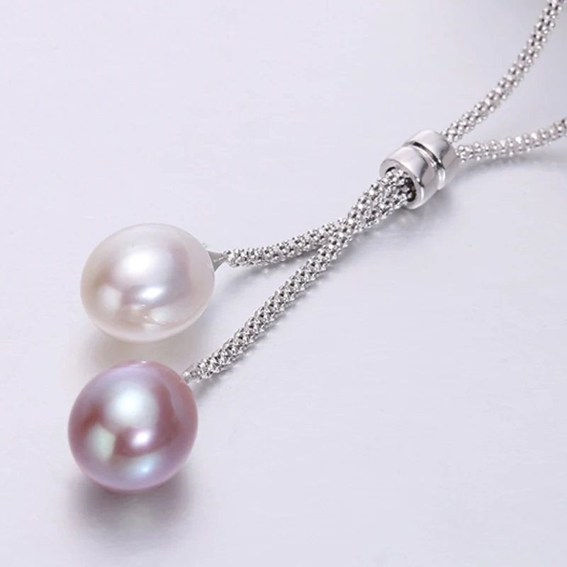 
Fancy 925 sterling silver chain double pearl necklace natural pearls freshwater jewelry for women 