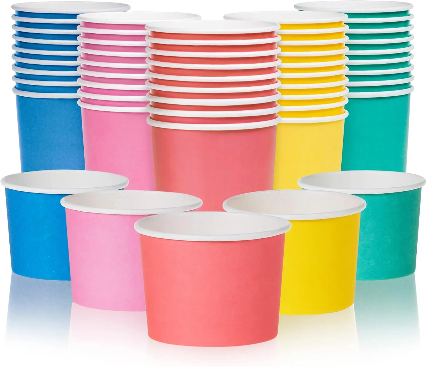 9-ounce Hot Pink, Baby Pink, Mint, Yellow, Blue Paper Ice Cream Cups 9 oz Disposable Custom Dessert Bowls for Hot and Cold