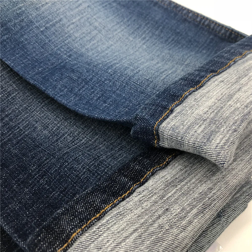 9.1oz indigo 98%cotton 2%elastane blue col stretch denim jeans shirt fabric