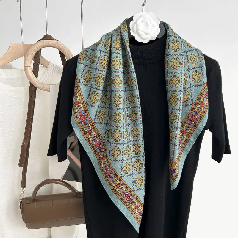 Хит продаж новый с серебряной магнитной пряжкой из хлопка и конопли модный простой женский декоративный шелковый шарф принтом