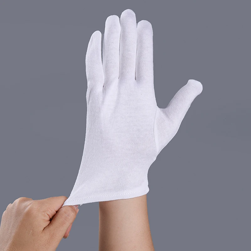 Top Fit Cotton Antistatic Gloves White Disposable Inspection Fingers Style Safety Working Gloves for Daily Use