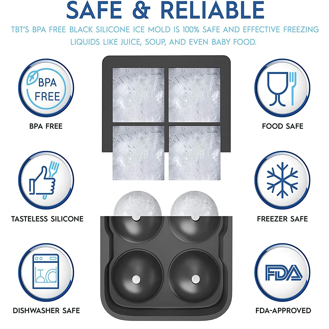 Wholesale Bpa Free Silicone Ice Cube Tray for Whiskey Ice Cream Mold Bar Ice Ball Mould with Lid