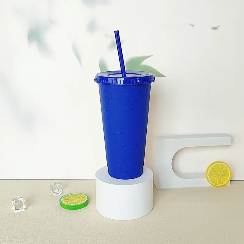 24 oz 700 ml Colorful Reusable Cup Glitter Plastic Tumblers Cups