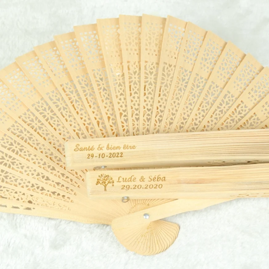2023 Cheap  Wholesale Hotel Wedding Souvenir Bamboo Handheld Fan Custom Wooden Hand Fan