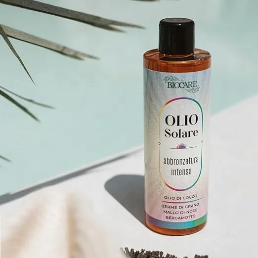 SUN OIL Intense tan Sun oil to hydrate the skin facilitating a natural tan 250 ml Biocare Made in Italy top quality
