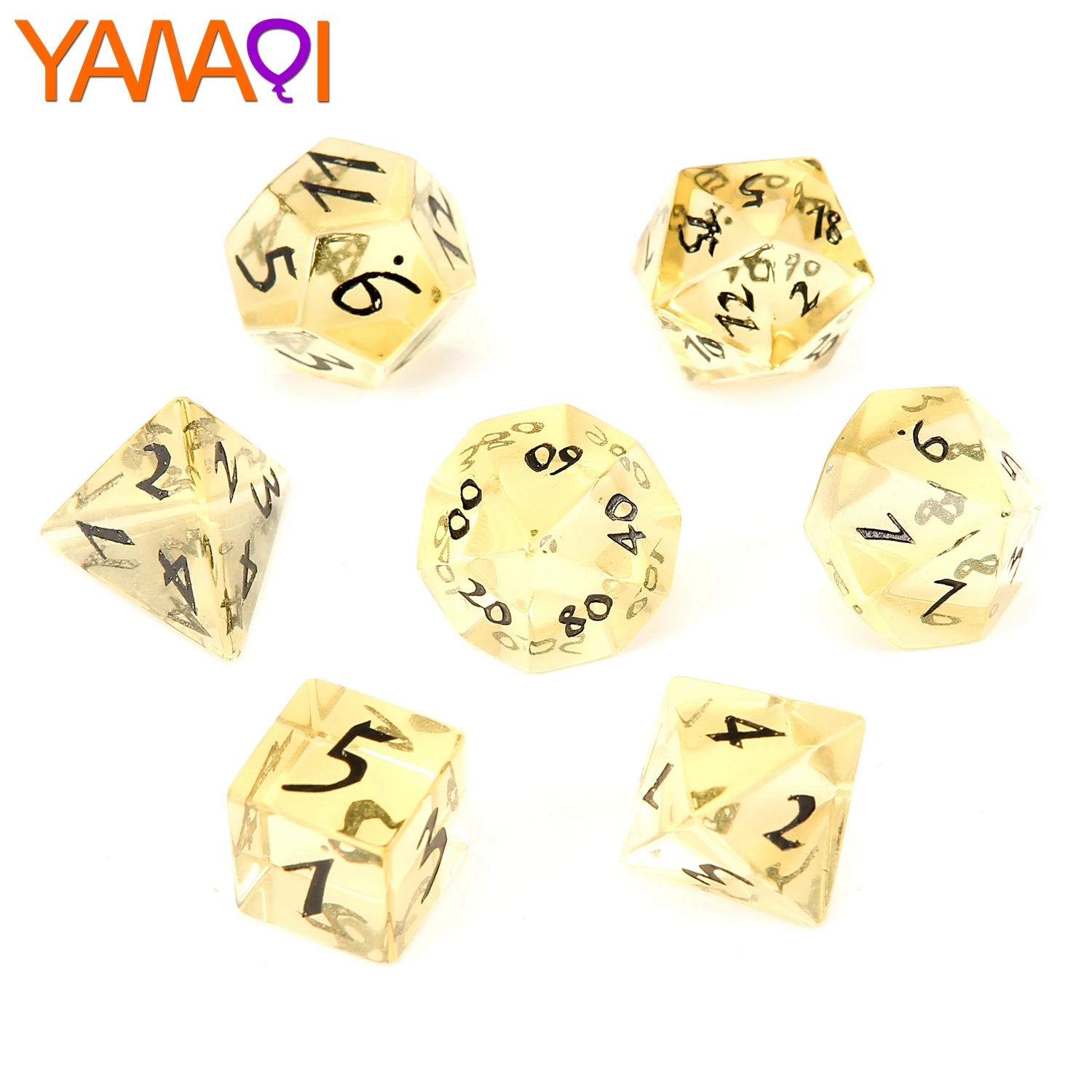 Custom printed 7pcs Citrine Crystal gaming custom dice high quality metal dice polyhedral dice set Z06