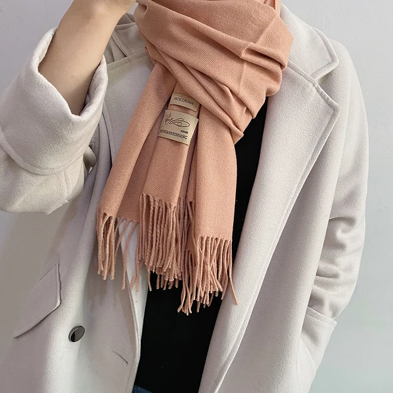 2021 Autumn/winter new scarf for female students Solid color versatile tassel cape for lovers scarf for men