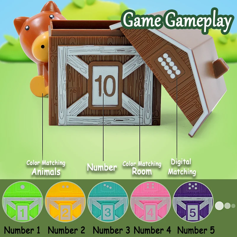 Animal Matching House Montessori Toy with Finger Puppets for Color Sorting and Pairing Games Sensory Toys for Children