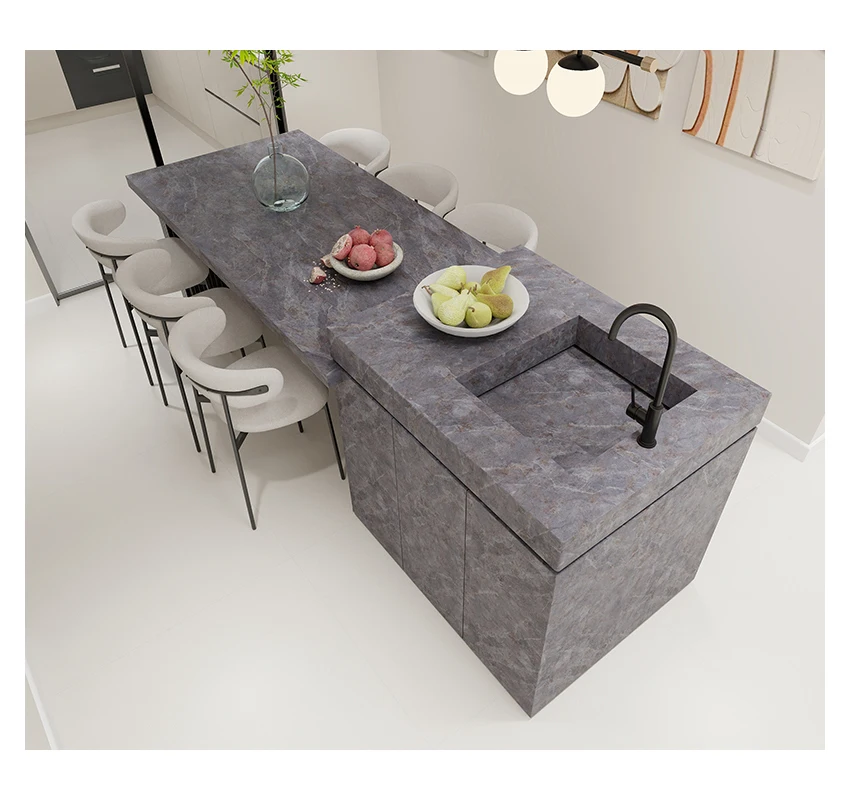 High Quality Calacatta Dark Grey Long Vein Marble Slabs Engineered Stone Artificial Quartz Stone Slab Kitchen Countertops