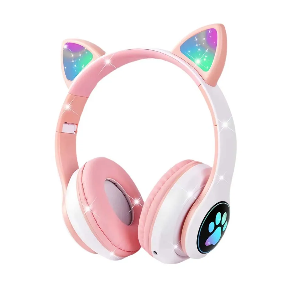 Wholesale Promotion Gifts Cute Cat Ear Bluetooth Wireless LED Headset Earphone Headphone