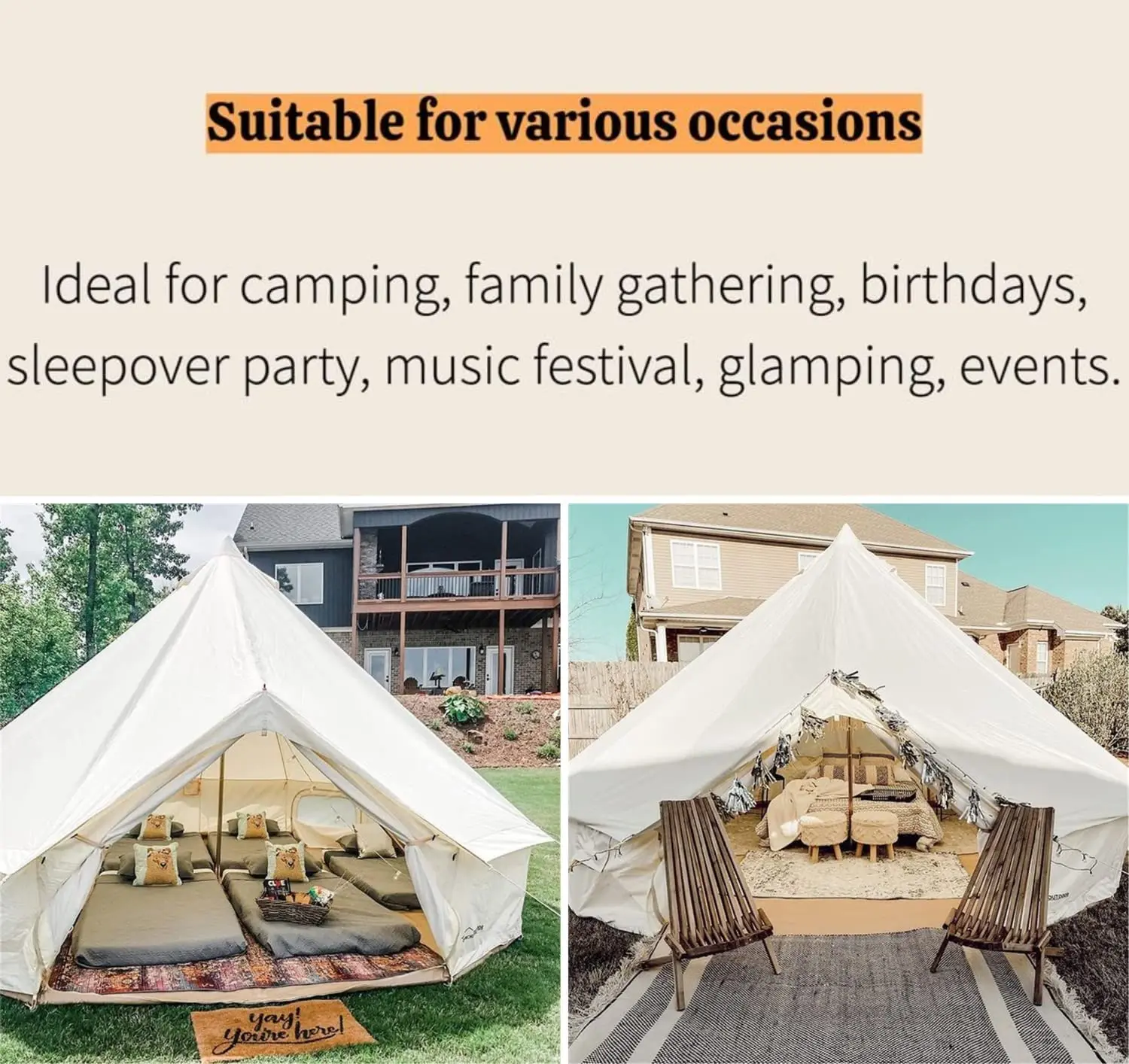 4 Season Oxford Glamping Tent  Waterproof Yurt Tent Bell Tent for Camping