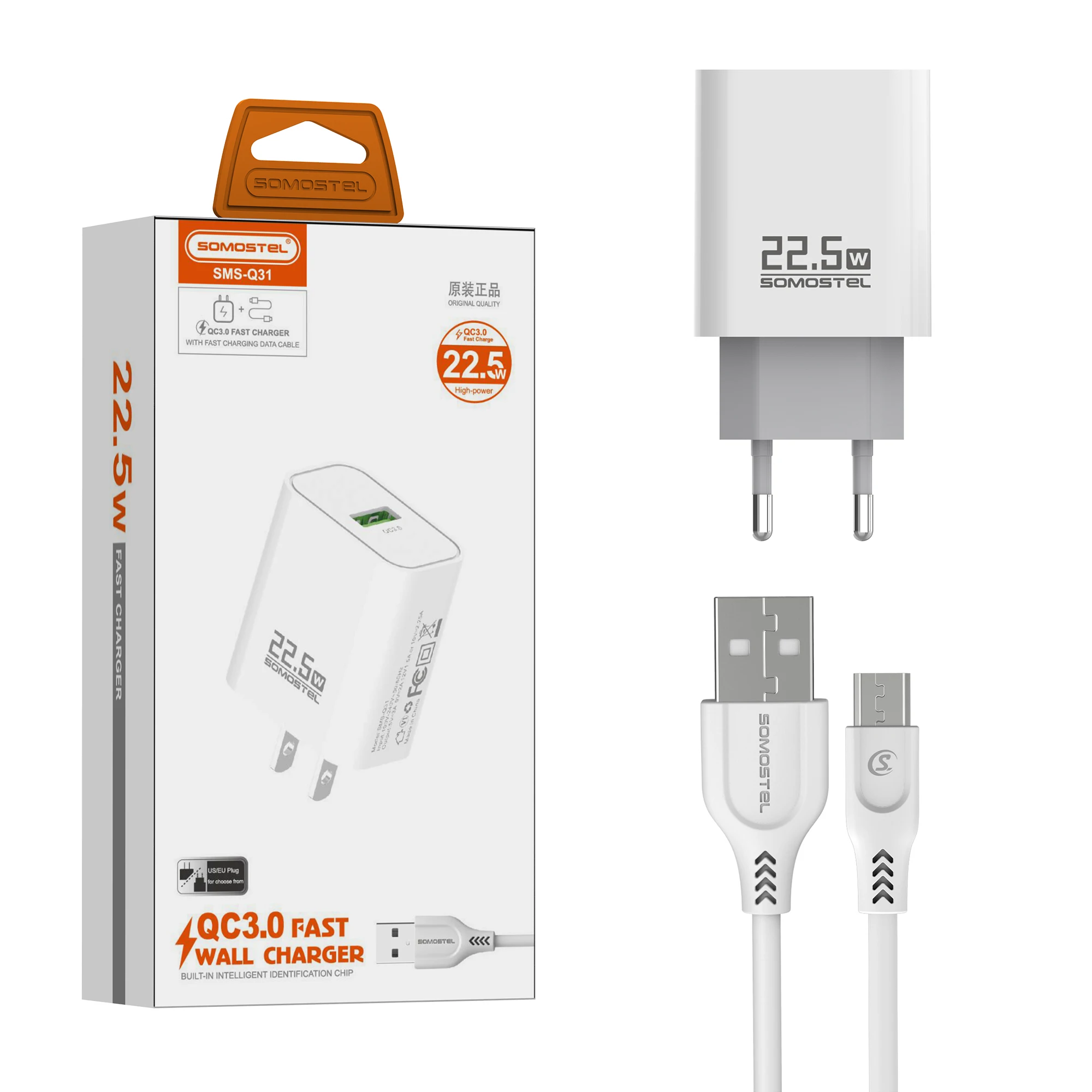 Be Certified Carregadores 22.5W USB Fast Wall Charger Cargador de telefono rapido For Huawei iphone cell phone charger