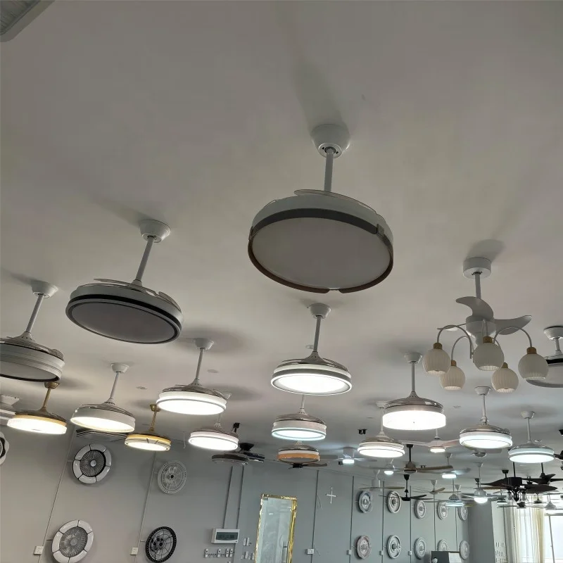 Bedroom Invisible Home Cooler High White Noise Real Electrical Dc 40w Retractable Ceiling Fan With Control