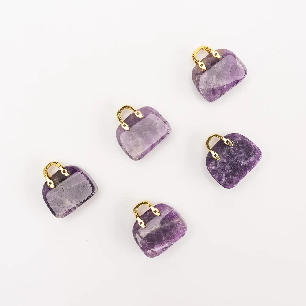 BZ JADE TIFA Factory wholesale 1 inches Mini Crystal Purse Carving - Crystal Handbag Pendant - Gemstone Purse for Gifts
