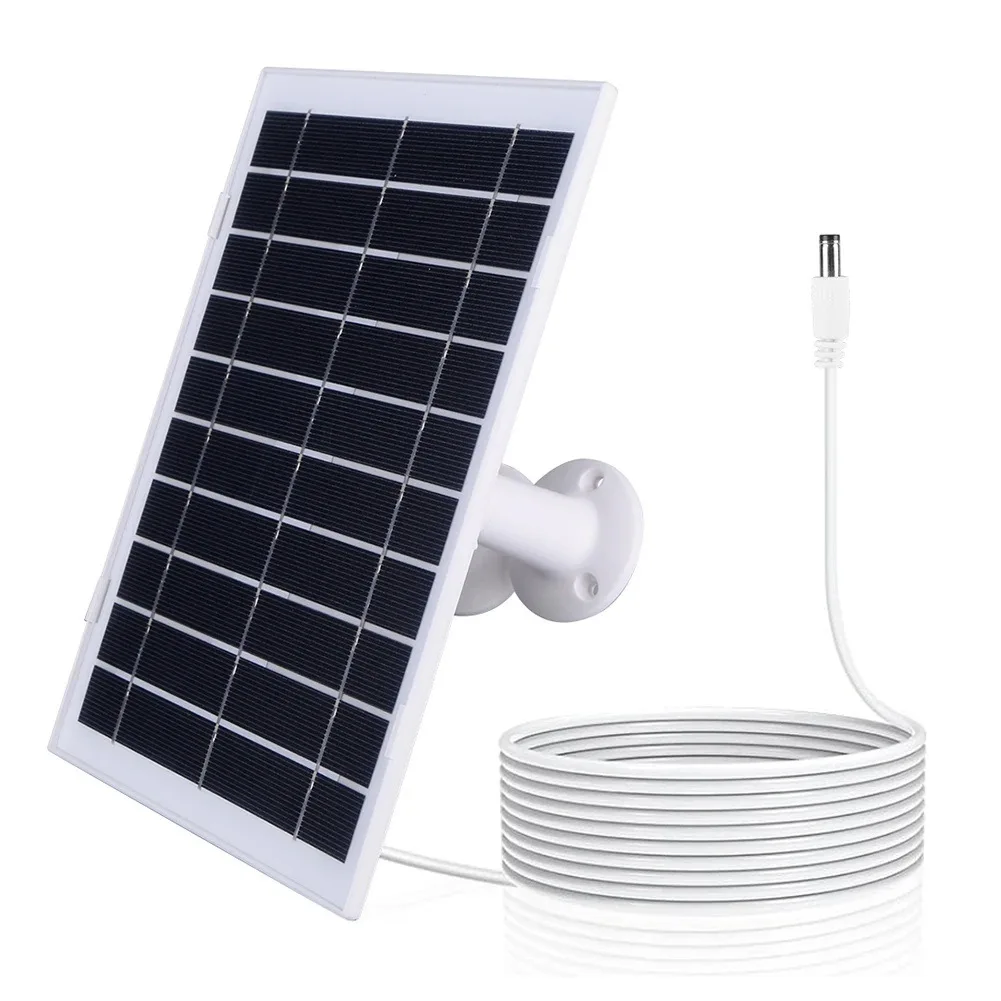 8W Dual Bracket Solar Panel Type-C/DC5521/Micro USB for Doorbell Security Camera Monitoring Systems Charging