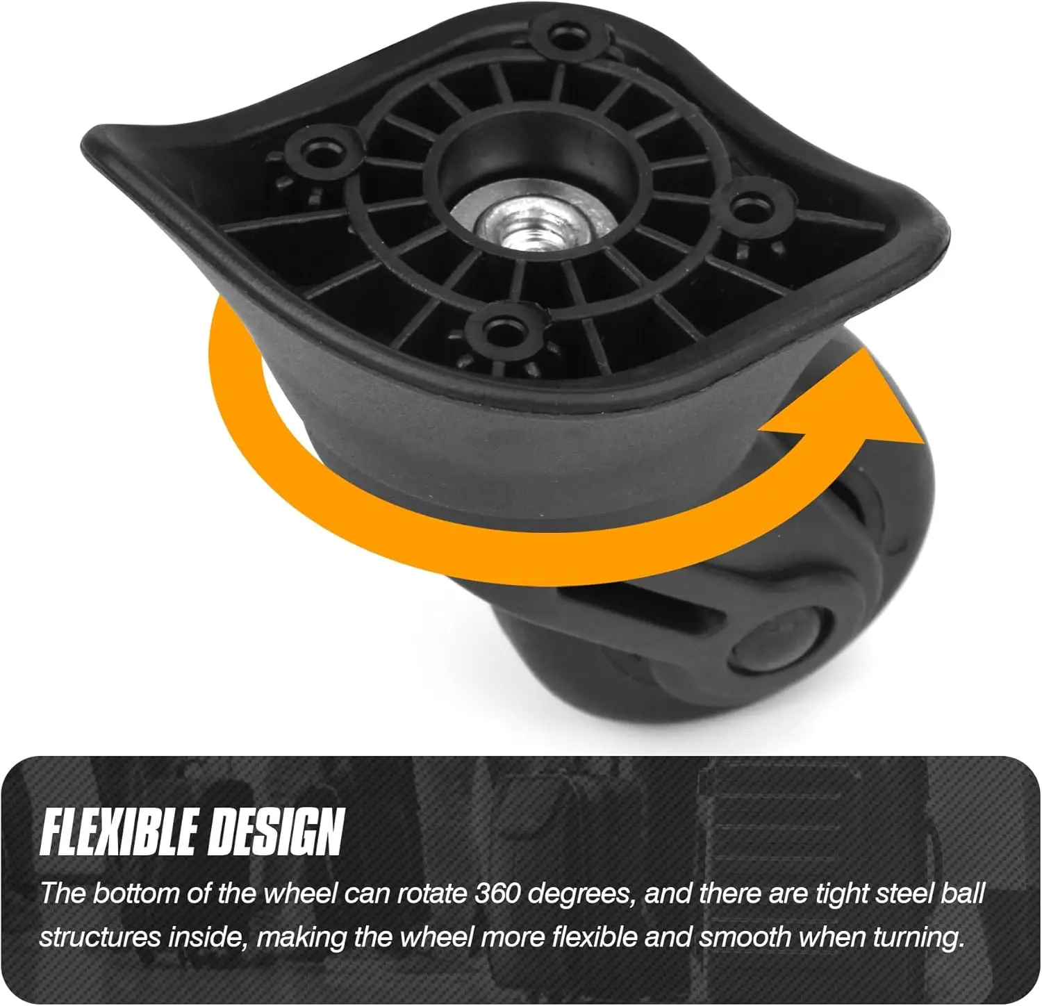 360 Swivel Wheel Replacement Luggage Travel Suitcase Casters, Black Spinner Luggage Wheel, Suitcase Wheels luggage repair