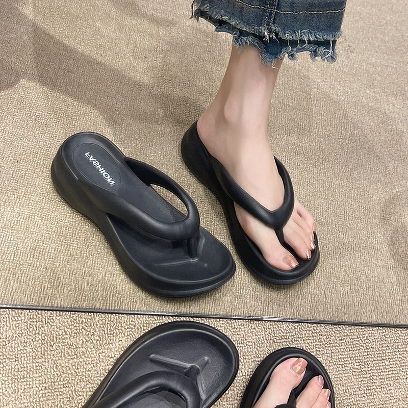 Heeled Summer Slippers Eva Injection Flip-flops Wedge Sandals Mould Outdoor Flip Flops For Women