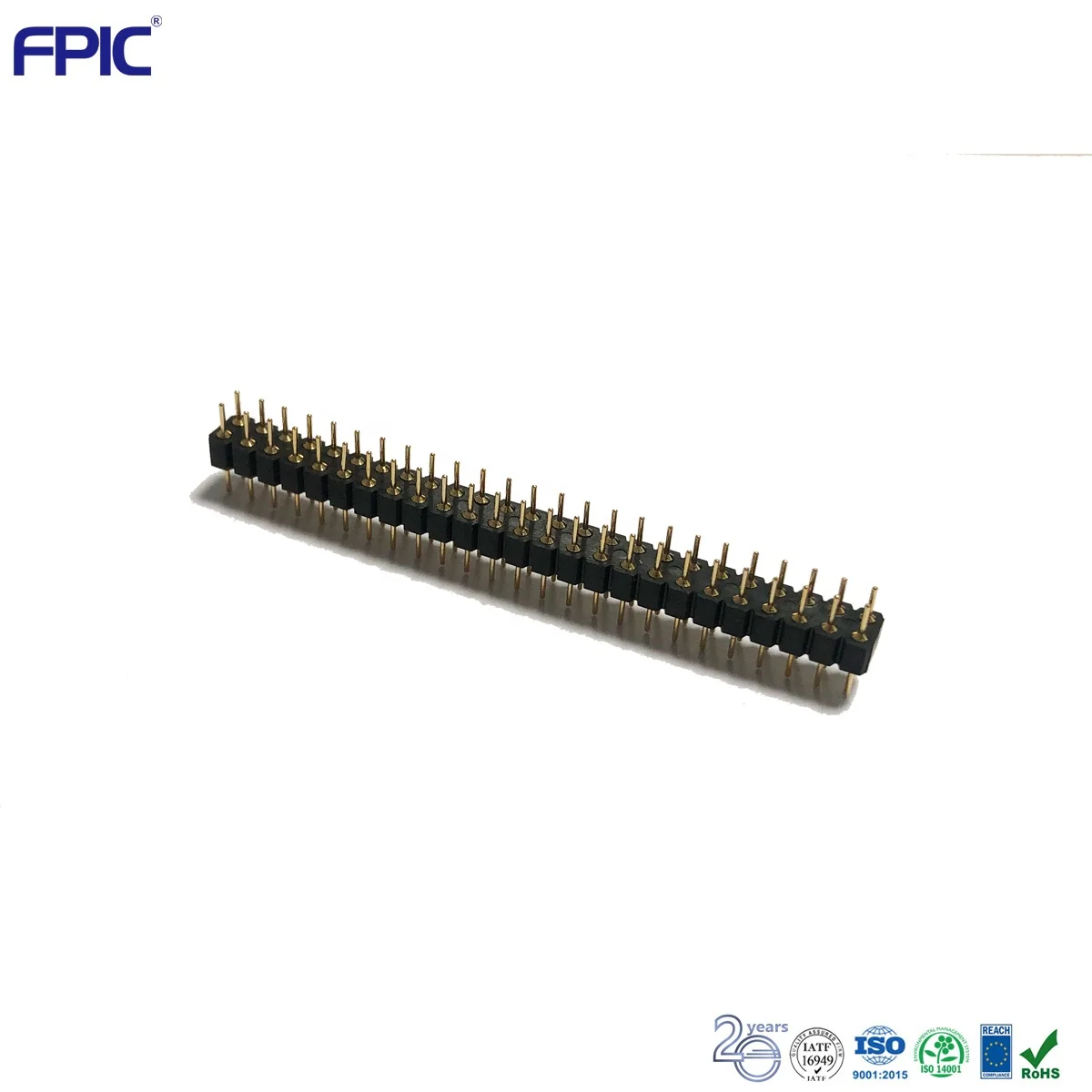 180 Degree DIP Full Gold Connector 2.54mm Pitch Dual Row Round Pin