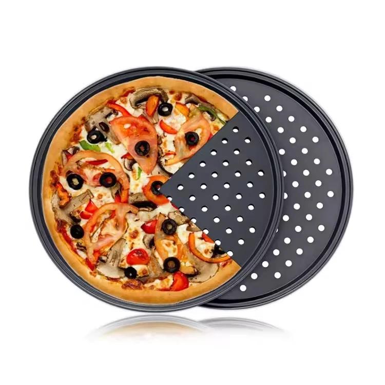 Spot Goods 33.5*1cm Pizza Pan 16 Inch Perforated Pizza Tray With Holes For Oven Aluminum Alloy Round Pizza Pie Crisper Pan