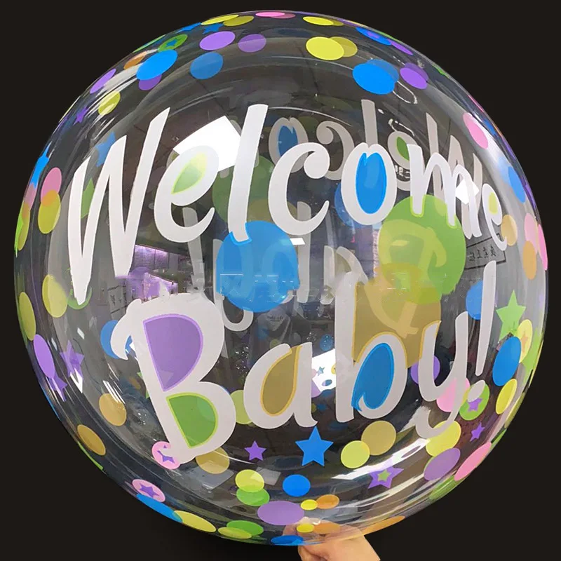 20inch Printed BoBo Balloons Transparent Bubble Light Up Led Balloons Birthday Balloons Party Wedding Decorations