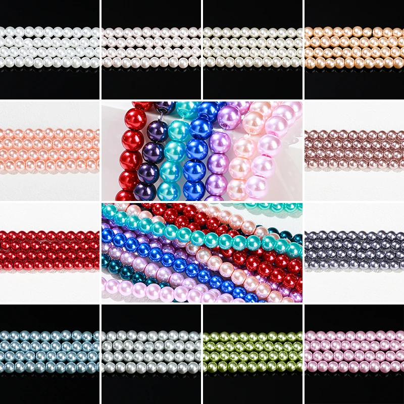 JD GEM 3mm 4mm 6mm 8mm 10mm Flamboyant Loose Shell Pearl Beads for Necklace Jewelry Making Wholesale Strands of Pearls
