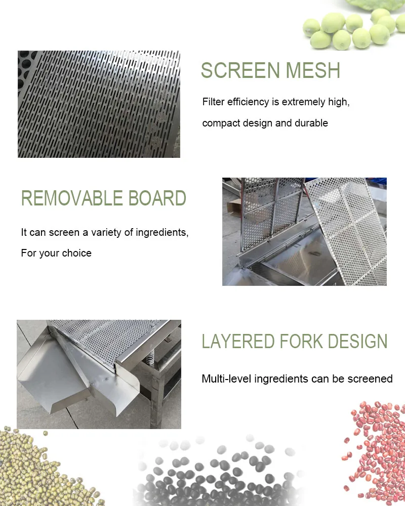 Mesh Food Vibrating Sieve Machine Shake Deck Screener Impurities Remover Large Granular Material Screening Maker
