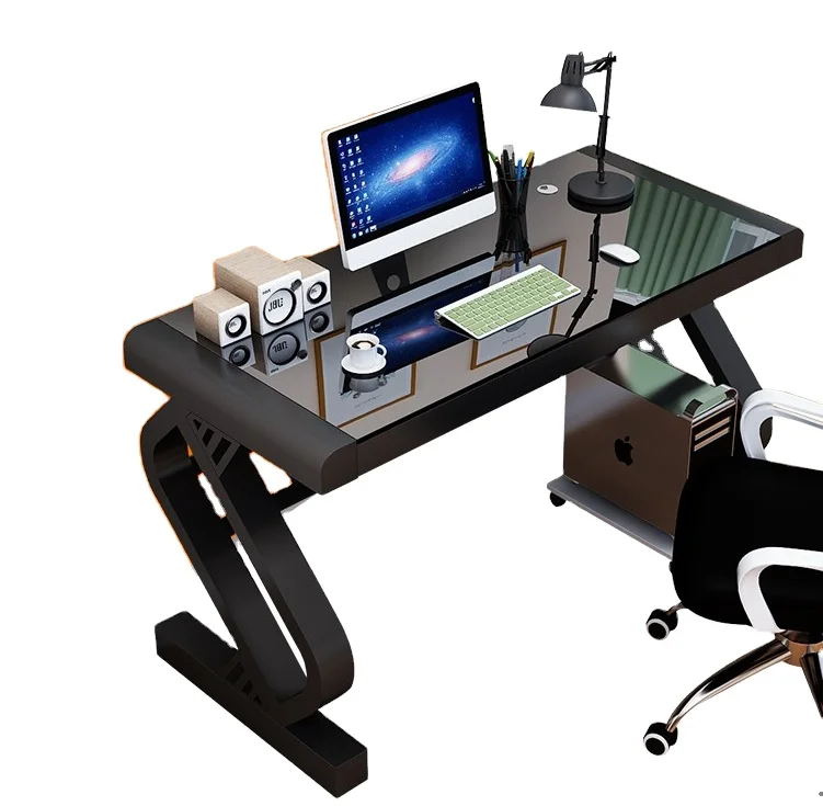 Настольный компьютерный стол YQ JENMW домашний стол с подносом для клавиатуры игровой стол для обучения офисный письменный стол из закаленного стекла