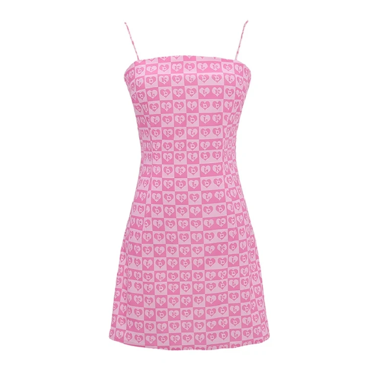 Customization Sexy Strapless Floral Dresses Women Summer Casual Dress Leisure Pink Dress Womens Print Skirts