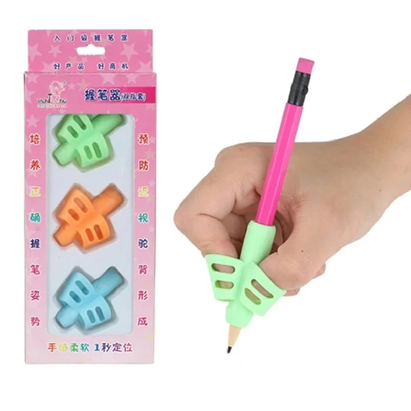 Hot sale 3pcs Children Writing Pencil Pen Grips Holder StudentsPractice Silicone Pen Aid Posture Correction Device for Kids