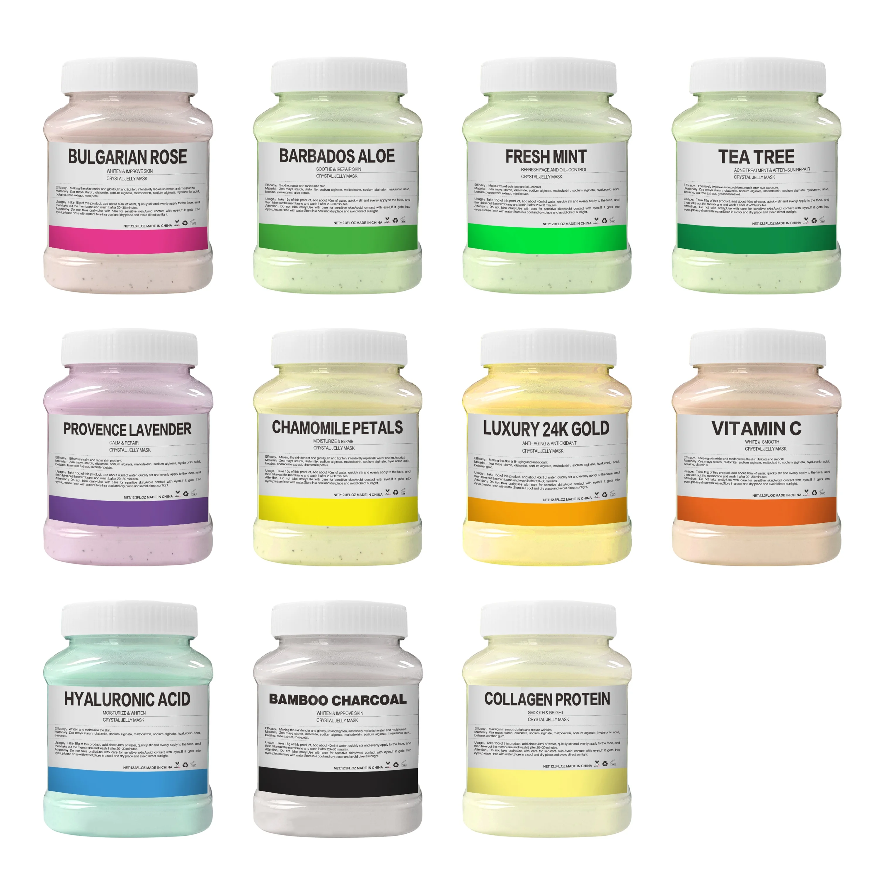 Skincare beauty OEM 50Flavors Multi Color Hydro Facial Jelly Mask 350g Whitening Crystal Jelly Powder Mask Nourishing Jelly Mask