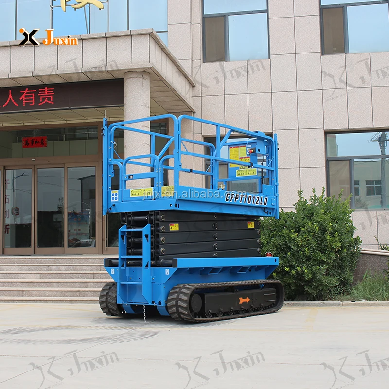 10m 12m working height Tracked crawler scissor lift manlifts for air job with jacks