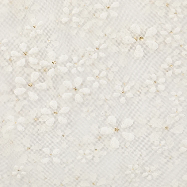 Modern simplicity elegant women polyester dress material mesh floral tulle fabric