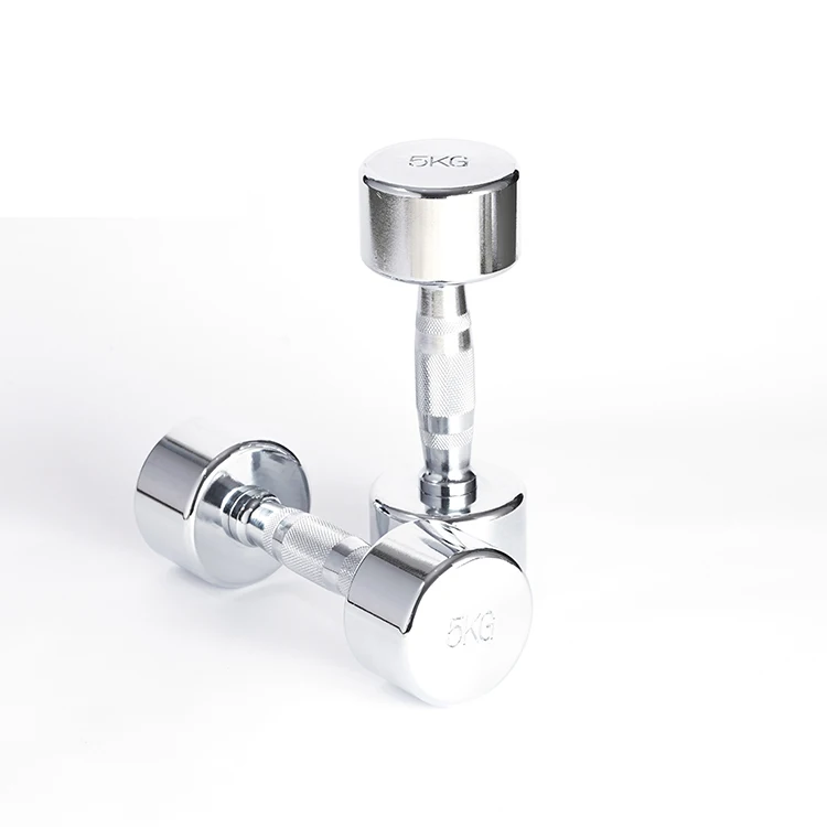 Высокое качество тренажерный зал фитнес фиксированной круглый нержавеющая сталь Chrome гантели