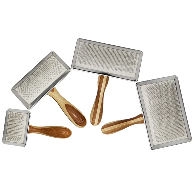 
Factory Wholesale Quality Bamboo Wooden Pet Pin Hair Brush Cat Dog Wire Grooming Slicker Brush 