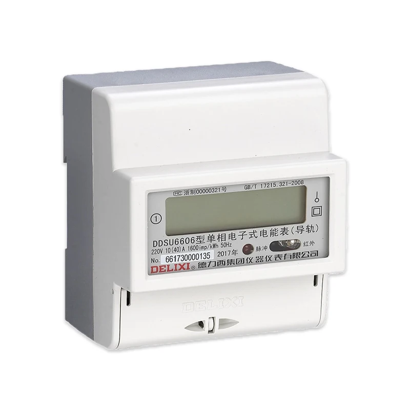 
Delixi Electric Brand DDSU6606 Guide Rail LCD Counter Single Phase Electronic Watt-hour Meter 