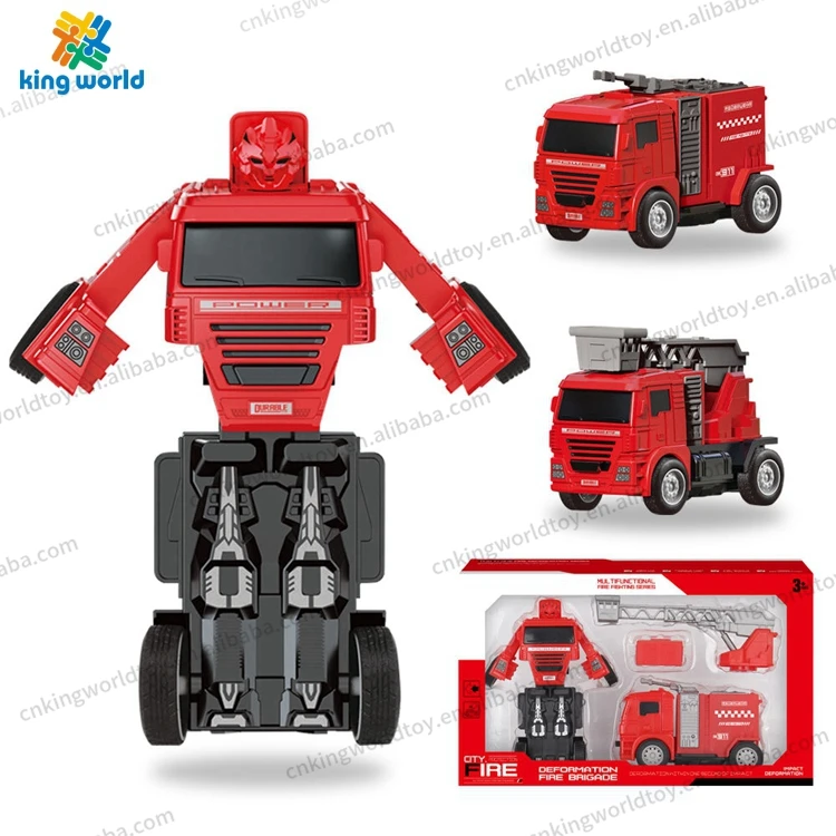 Hot Selling 2 in 1 Deformation Fire Truck And Robot With Inertia Wheel A Good Gift For Kids Indoor Activity