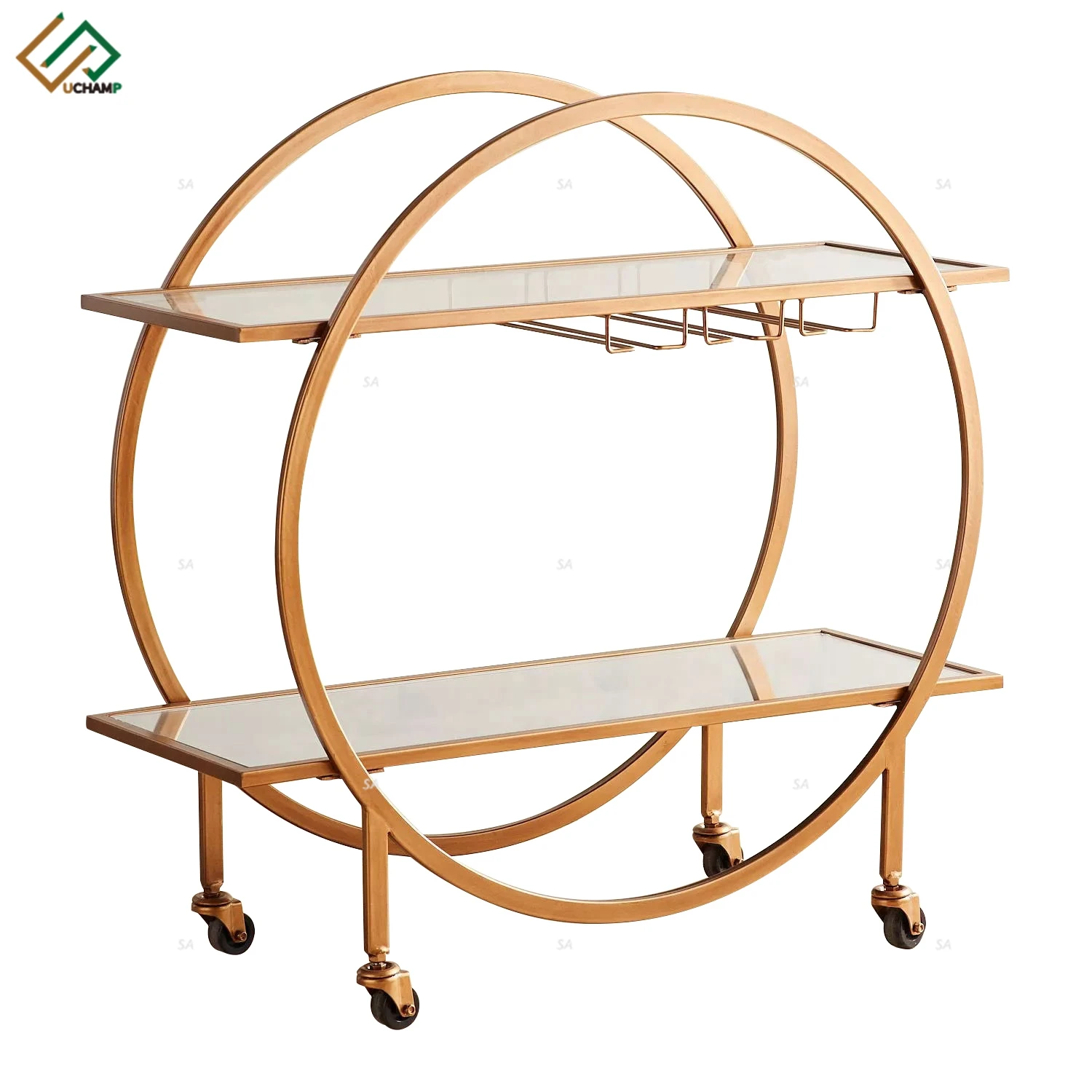 Gold Metal Circular Bar Cart With