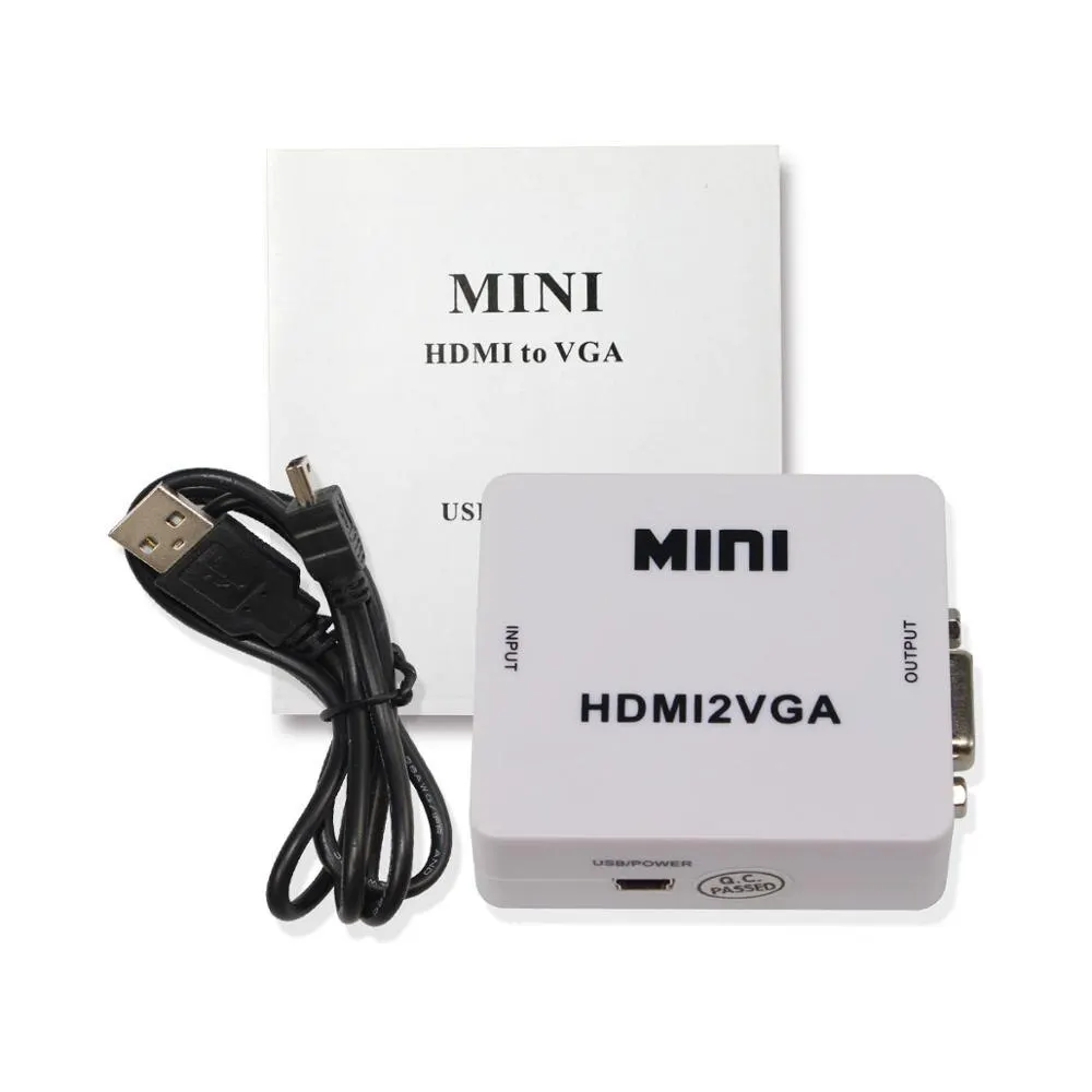 MINI HDMI2VGA Converter Box Adapter HD1080P HDMI TO VGA With Audio Power For Xbox DVD PS3 Projector Converter Box 3