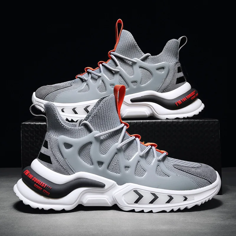 FREE SAMPLE high quality high-top mens fashion sneaker lace-up men sport shoes 5 cm height increase sport shoes