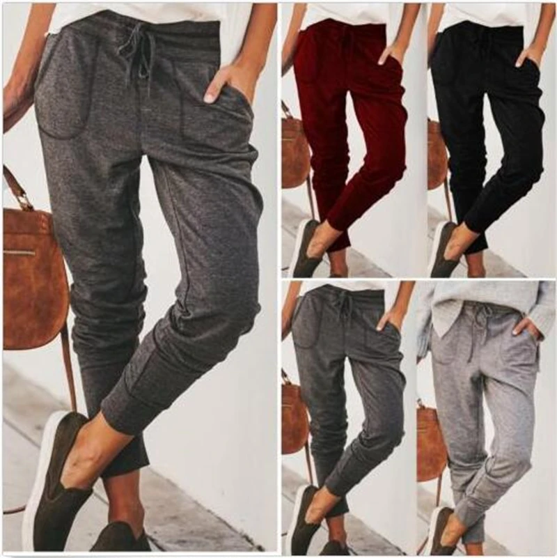 Rummandy Wholesale Gray Track Trousers Female Casual Sweatpants pants for women Slack Pants With Pockets