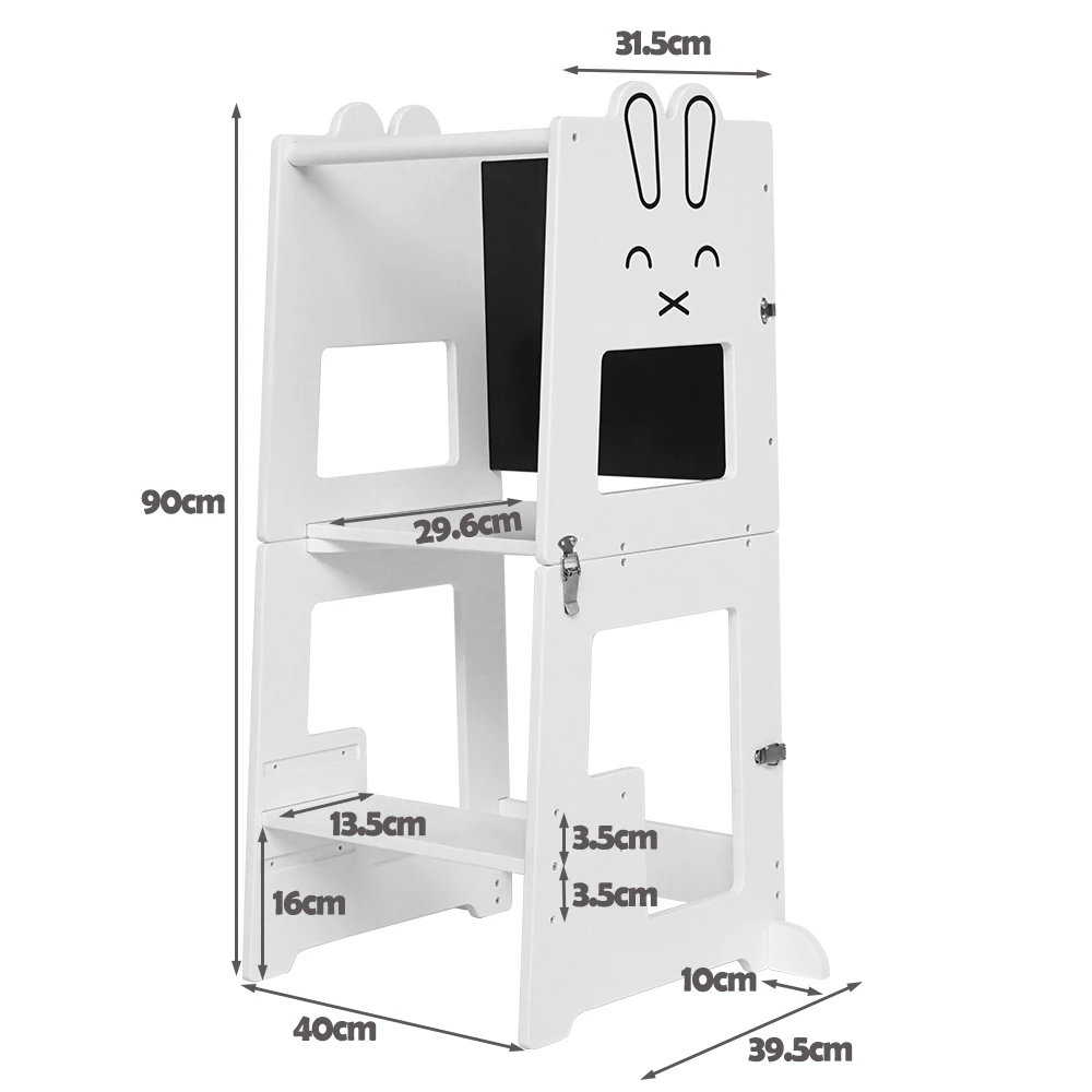 high quality wooden white children learning tower adjustable height kids kitchen helper stool