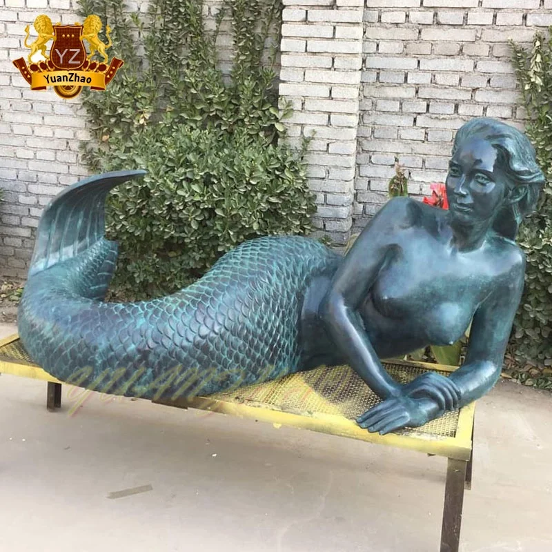 Outdoor Decoration Antique Statues Life Size Cast Bronze Brass Mermaid Statue Sculpture Water Fountain For Sale