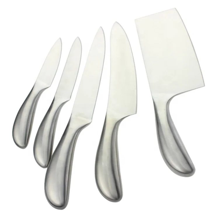 Professional 5pcs Kitchen Knife Set With Hollow Handle Stainless Steel Sharp Chef Cleaver Utility Fruit Meat Knife
