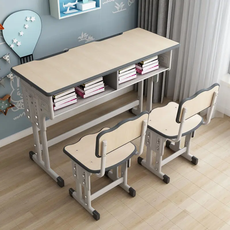 Elementary school stem classroom student desk double seat desk and school class chair chair to study school desk wood