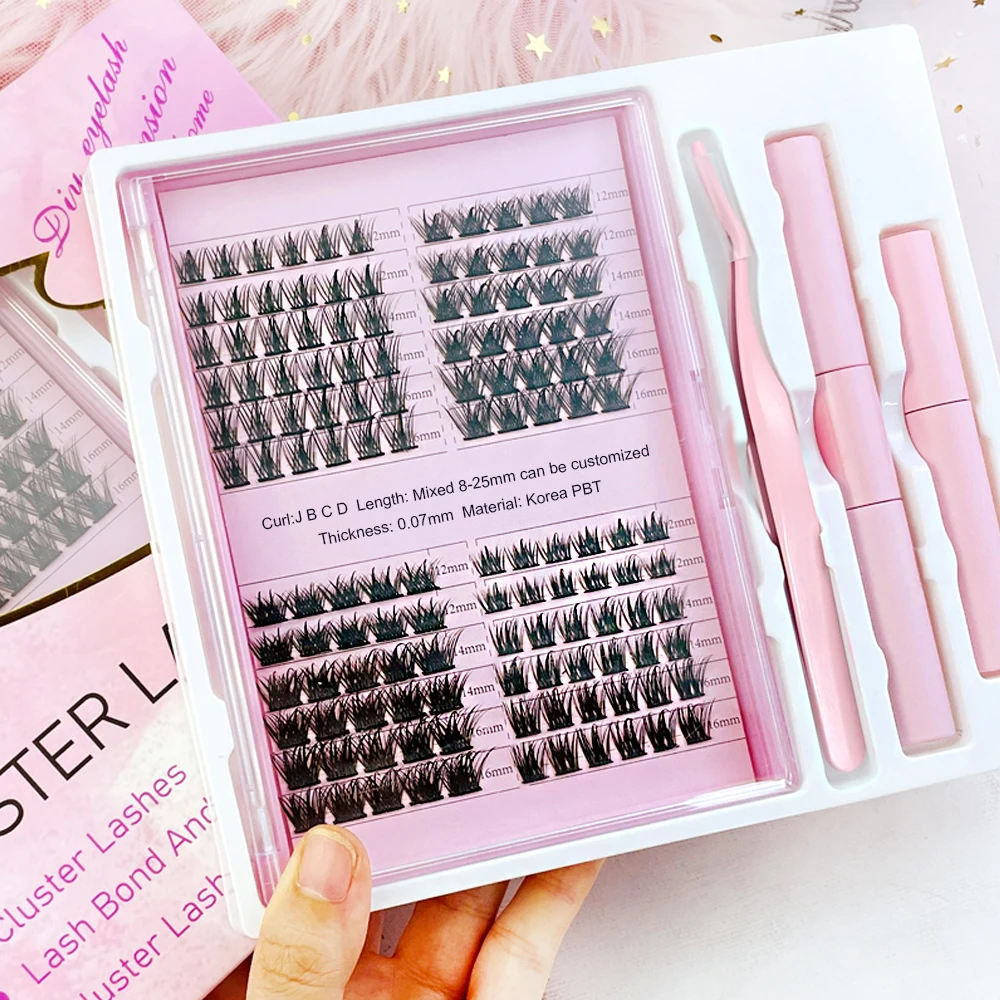 RICHSKY customizable diy eyelash extention segment cluster lashes kit wispy individual diy lash extension kit