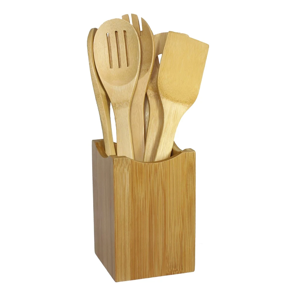 Eco-Friendly Kitchen Cooking Utensil In Bamboo Holder Suppliers Wooden Bamboo Kitchen Utensils