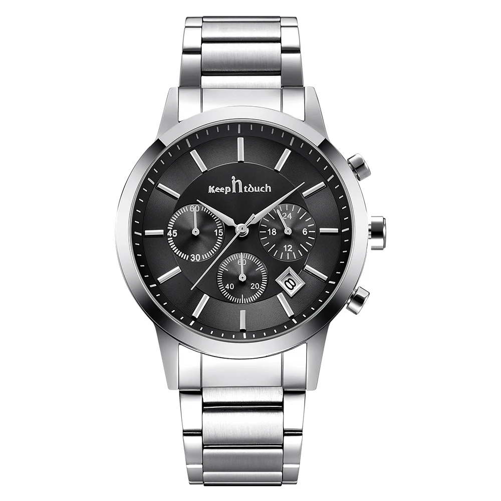 Hot sale mens luxury steel watch back fashion chronograph watches