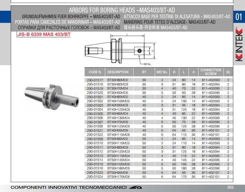 KINTEK Italy cheap price arbors for boring head BT30 BT40 BT50 china supplier
